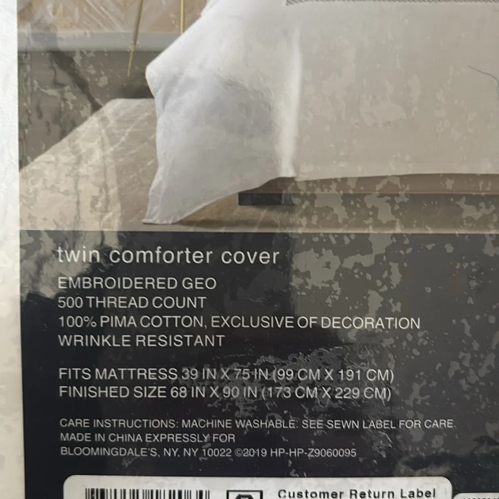 Hudson Park Collection 500TC Embroidered Geo Duvet Cover Twin Pima Cotton $340 - Picture 6 of 7